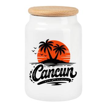 Souvenir de Noël des palmiers rétro de Cancun - Boîte à biscuits avec couvercle en bois - blanc - Devant