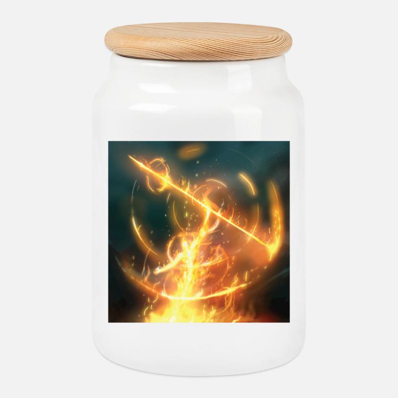 Fire Spear - Keksdose mit Holzdeckel - Weiß