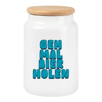 Geh mal Bier holen - Keksdose mit Holzdeckel - Weiß - Vorne