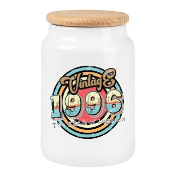 Vintage 1996 30th Birthday - Cookie Jar with Wooden Lid - white - Front