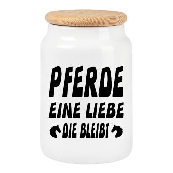 Pferde - Keksdose mit Holzdeckel - Weiß - Vorne