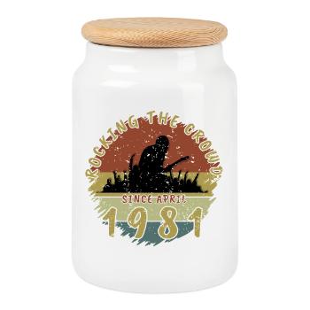 45th Birthday Rocking the crowd GIT 04/1981 - Cookie Jar with Wooden Lid - white - Front