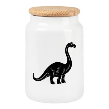 Brontosaure dinosaure - Boîte à biscuits avec couvercle en bois - blanc - Devant