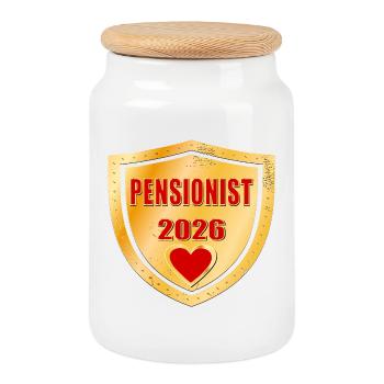 Grandma Pension Pensioner 2026 - Cookie Jar with Wooden Lid - white - Front