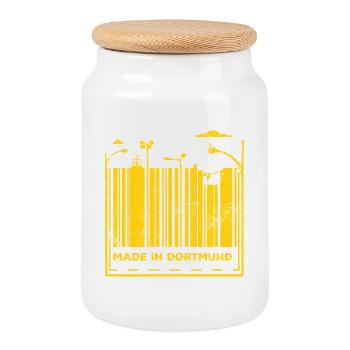 Fabriqué à Dortmund - Boîte à biscuits avec couvercle en bois - blanc - Devant