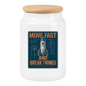 Symbole de fusée : Agir vite - Boîte à biscuits avec couvercle en bois - blanc - Devant