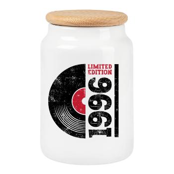 Vintage 1996 - Keksdose mit Holzdeckel - Weiß - Vorne