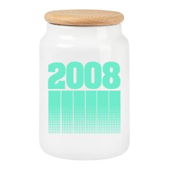 2008 - Boîte à biscuits avec couvercle en bois - blanc - Devant