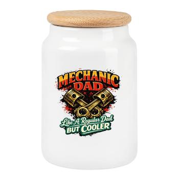 Mechanic Dad: Cooler Schrauber-Leben - Keksdose mit Holzdeckel - Weiß - Vorne
