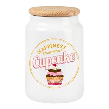 Cupcake Dessert Koch Vintage Kuchen Retro Design - Keksdose mit Holzdeckel - Weiß - Vorne