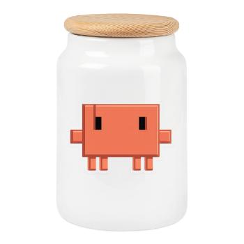 Claude Code Pixel AI Mascot Dev Sticker - Boîte à biscuits avec couvercle en bois - blanc - Devant