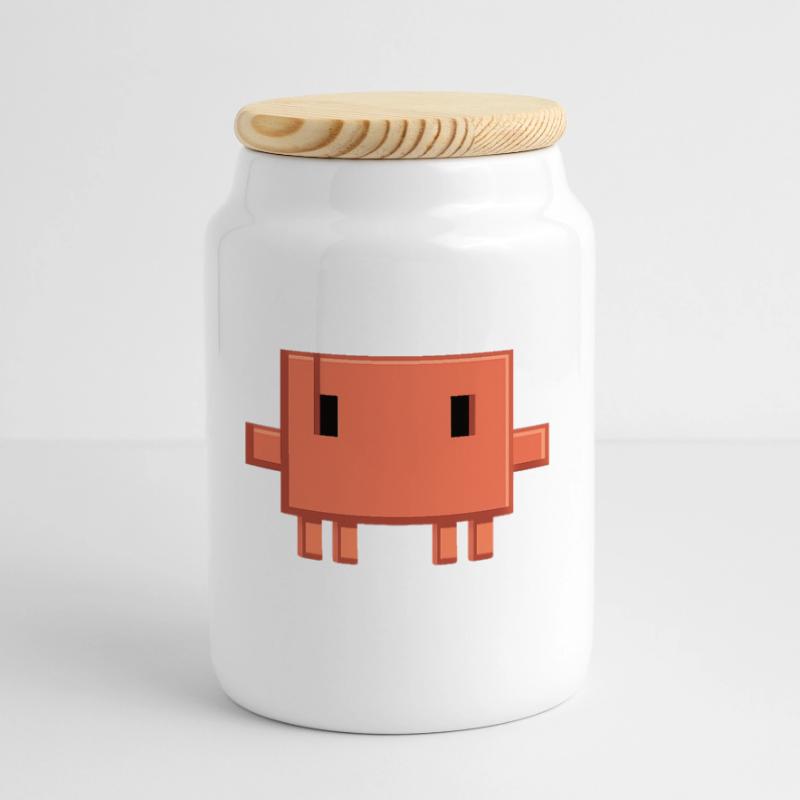 Claude Code Pixel AI Mascot Dev Sticker Boîte à biscuits avec couvercle en bois