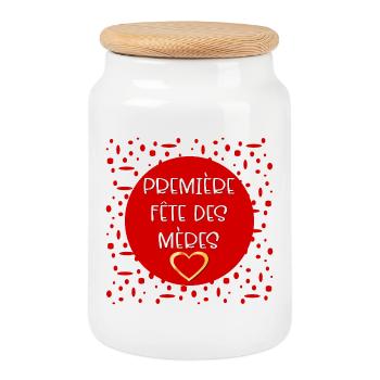 Première fête des Mères - Boîte à biscuits avec couvercle en bois - blanc - Devant