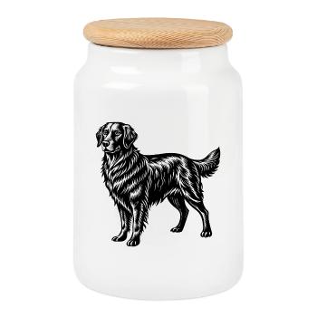 Golden retreiver - Cookie Jar with Wooden Lid - white - Front