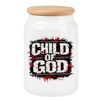 Child Of God Jesus loves you - Cookie Jar with Wooden Lid - white - Front
