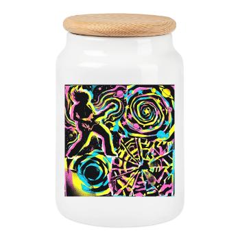 Psychedelic Rock - Cookie Jar with Wooden Lid - white - Front