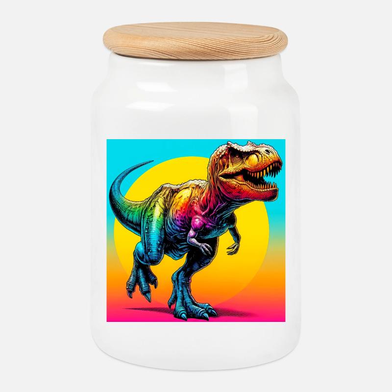 Dinosaurier - Keksdose mit Holzdeckel - Weiß