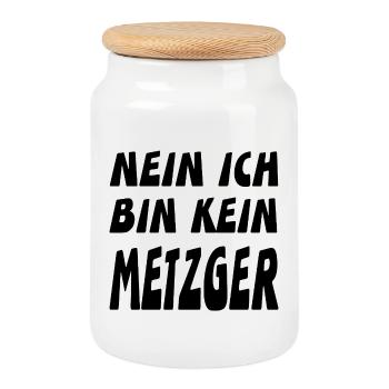 Metzger - Keksdose mit Holzdeckel - Weiß - Vorne