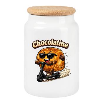 Chocolatine scooters - Cookie Jar with Wooden Lid - white - Front