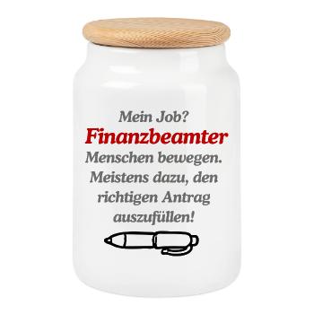 Finanzbeamter Büroalltag - Keksdose mit Holzdeckel - Weiß - Vorne