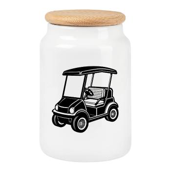 Golfwagen - Keksdose mit Holzdeckel - Weiß - Vorne