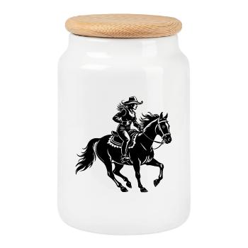 Vache - Boîte à biscuits avec couvercle en bois - blanc - Devant