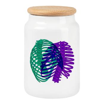 Cage thoracique chromatique double - Boîte à biscuits avec couvercle en bois - blanc - Devant