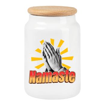 Namaste - Spiritual message - Cookie Jar with Wooden Lid - white - Front