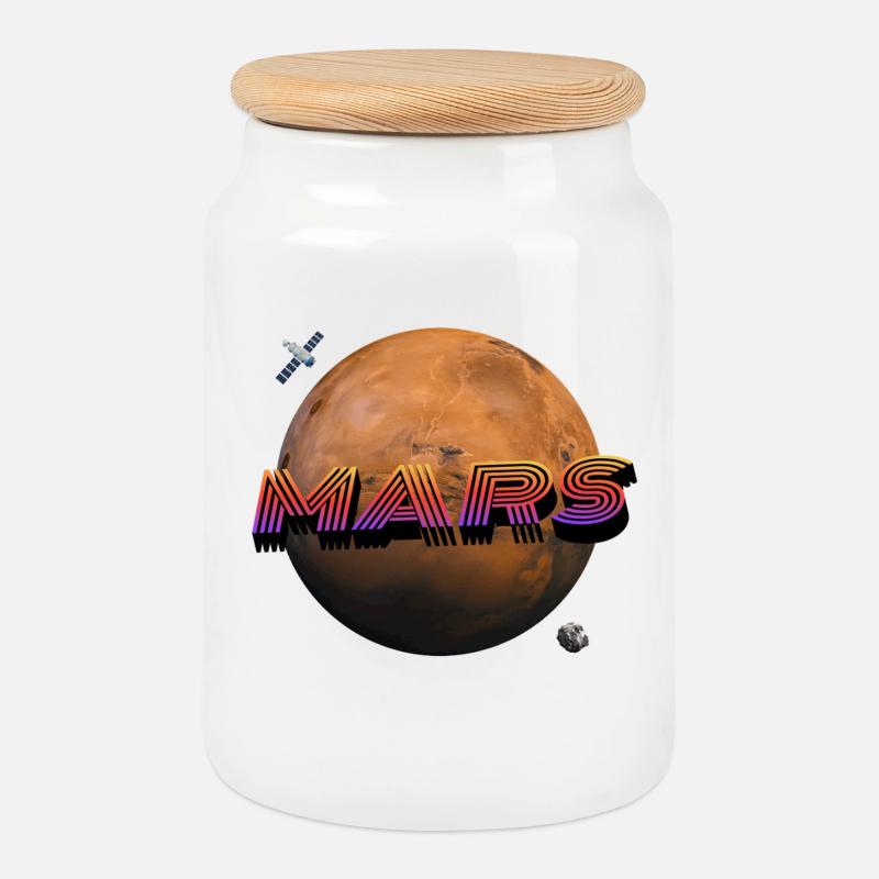 Mars – Weltraumserie - Keksdose mit Holzdeckel - Weiß