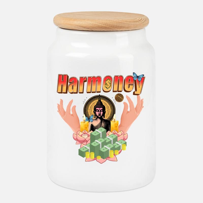 Harmoney Buddha Luck – Peace & Love-Reihe - Keksdose mit Holzdeckel - Weiß