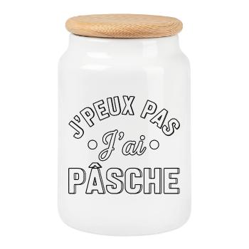 Cadeau homme T shirt homme j'peux pas j'ai pêche - Boîte à biscuits avec couvercle en bois - blanc - Devant