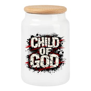 Child Of God Streetwear Vintage - Cookie Jar with Wooden Lid - white - Front