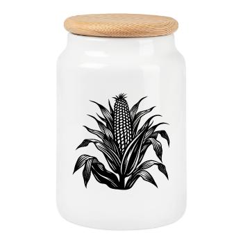Corn stalk - Cookie Jar with Wooden Lid - white - Front