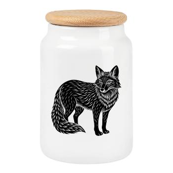 Renard - Boîte à biscuits avec couvercle en bois - blanc - Devant