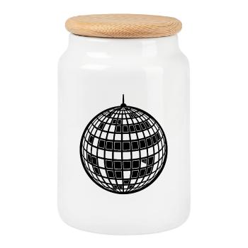 Boule disco - Boîte à biscuits avec couvercle en bois - blanc - Devant