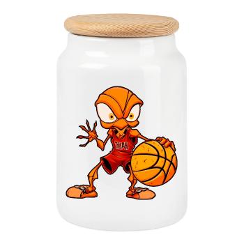 Basketball Ameisen - Keksdose mit Holzdeckel - Weiß - Vorne
