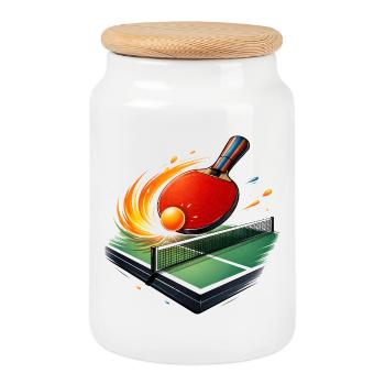 Tischtennis Shirt Ping Pong Verein Spieler - Keksdose mit Holzdeckel - Weiß - Vorne