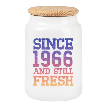 1966 60th Birthday - Cookie Jar with Wooden Lid - white - Front