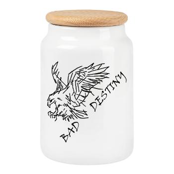 Mauvais Destin en noir - Boîte à biscuits avec couvercle en bois - blanc - Devant