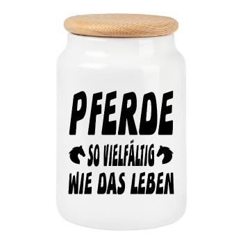 Pferde - Keksdose mit Holzdeckel - Weiß - Vorne