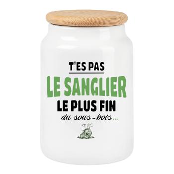 T’es pas le sanglier le plus fin du sous-bois - Boîte à biscuits avec couvercle en bois - blanc - Devant