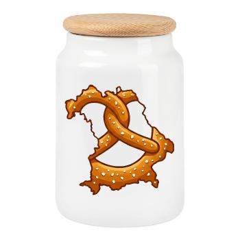 Bretzels de Bavière | Bavière robuste - Boîte à biscuits avec couvercle en bois - blanc - Devant