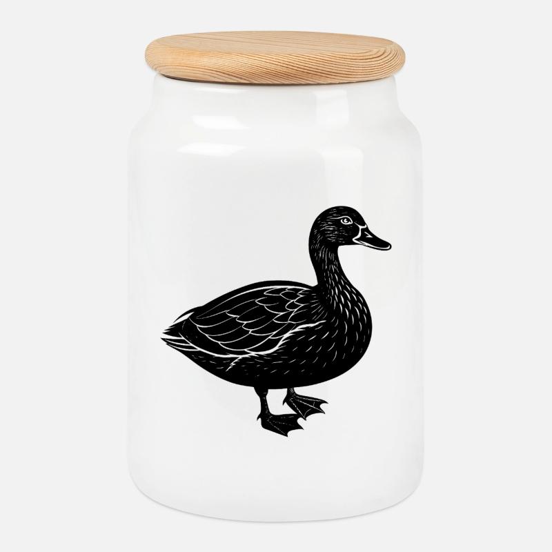 Ente - Keksdose mit Holzdeckel - Weiß