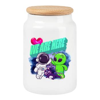 We Are Here Crew - Série animée Alien - Boîte à biscuits avec couvercle en bois - blanc - Devant