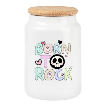 Né dans le Rock Rainbow - Boîte à biscuits avec couvercle en bois - blanc - Devant