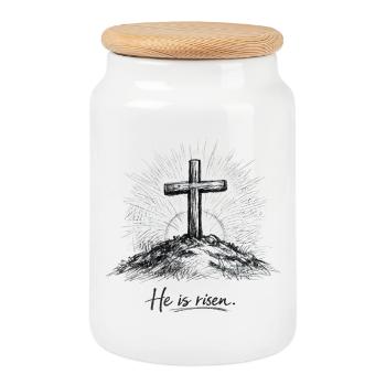 Design chrétien - Jesus Cross Easter - Boîte à biscuits avec couvercle en bois - blanc - Devant