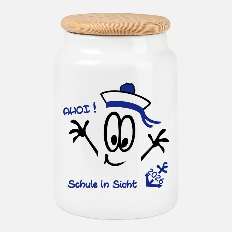 Ahoi Schulstart  - Keksdose mit Holzdeckel - Weiß