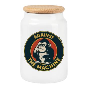 Gorilla Against the Machine Logo - Cookie Jar with Wooden Lid - white - Front