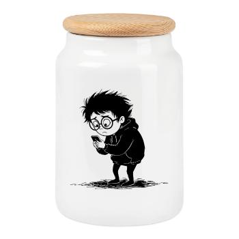 Enfant Hoodie Smartphone Solitude Manga - Boîte à biscuits avec couvercle en bois - blanc - Devant