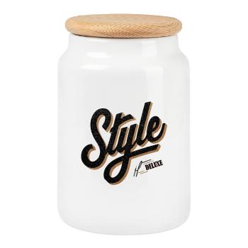 Lettrage Deluxe de style rétro - Boîte à biscuits avec couvercle en bois - blanc - Devant